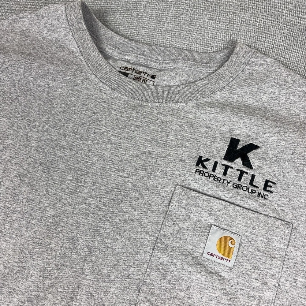 Carhartt Shirt Mens XL Gray Long Sleeve Pocket Kittle Logo Tagless Workwear